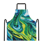 Blue And Green Acid Melt Print Apron