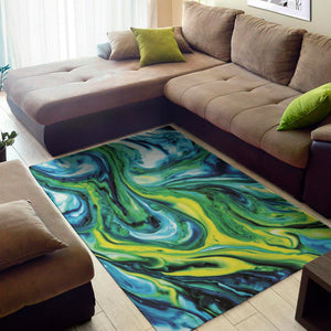 Blue And Green Acid Melt Print Area Rug