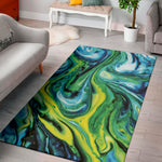 Blue And Green Acid Melt Print Area Rug