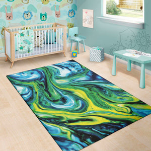 Blue And Green Acid Melt Print Area Rug