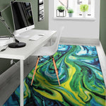 Blue And Green Acid Melt Print Area Rug