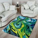 Blue And Green Acid Melt Print Area Rug