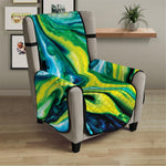 Blue And Green Acid Melt Print Armchair Protector