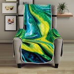 Blue And Green Acid Melt Print Armchair Protector