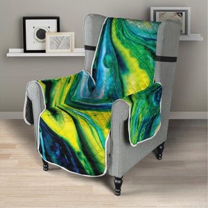 Blue And Green Acid Melt Print Armchair Protector