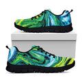 Blue And Green Acid Melt Print Black Running Shoes