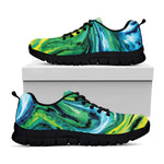 Blue And Green Acid Melt Print Black Sneakers
