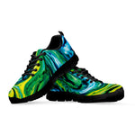 Blue And Green Acid Melt Print Black Sneakers