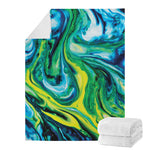 Blue And Green Acid Melt Print Blanket