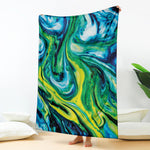 Blue And Green Acid Melt Print Blanket