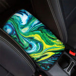 Blue And Green Acid Melt Print Car Center Console Cover