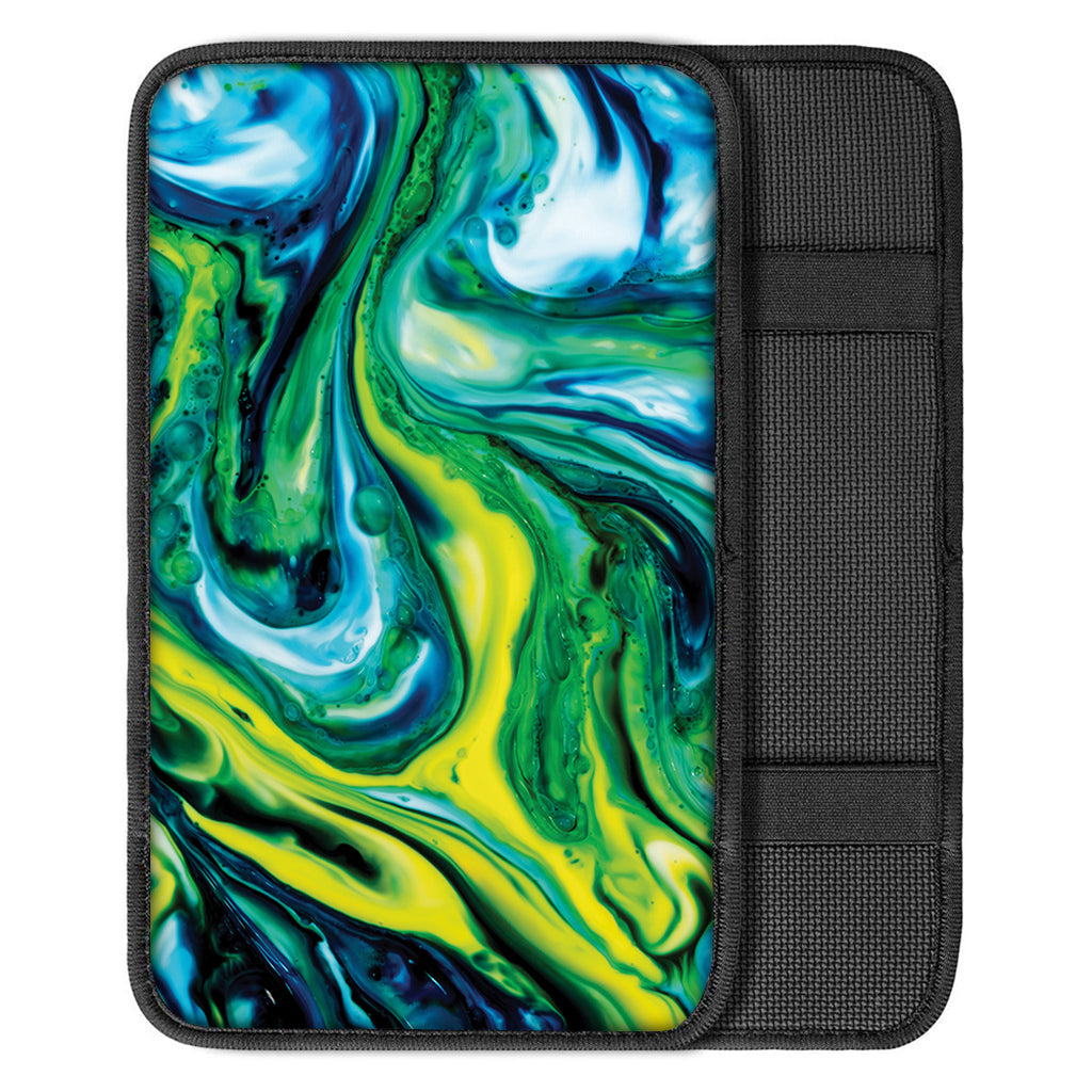 Blue And Green Acid Melt Print Car Center Console Cover