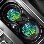 Blue And Green Acid Melt Print Car Coasters