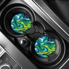 Blue And Green Acid Melt Print Car Coasters