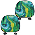 Blue And Green Acid Melt Print Car Headrest Covers
