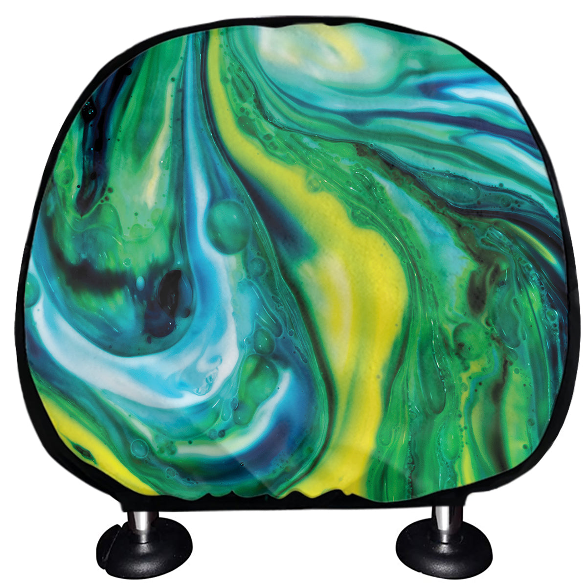 Blue And Green Acid Melt Print Car Headrest Covers