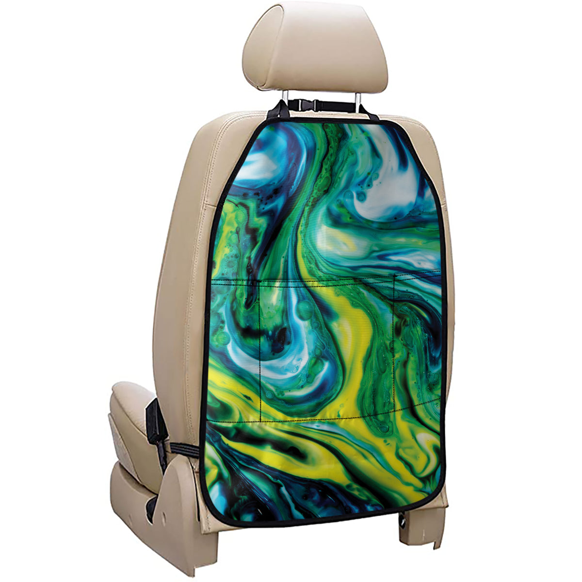 Blue And Green Acid Melt Print Car Seat Organizers