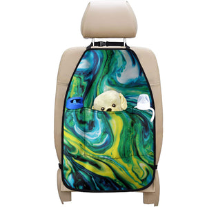 Blue And Green Acid Melt Print Car Seat Organizers