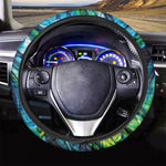 Blue And Green Acid Melt Print Car Steering Wheel Cover