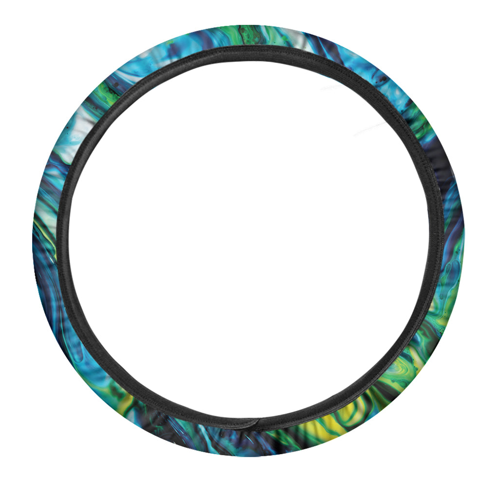 Blue And Green Acid Melt Print Car Steering Wheel Cover