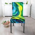 Blue And Green Acid Melt Print Dining Chair Slipcover