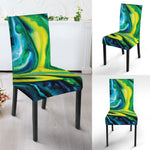 Blue And Green Acid Melt Print Dining Chair Slipcover