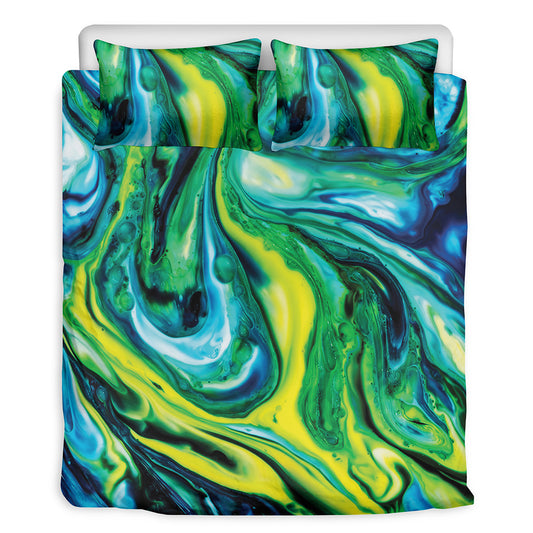 Blue And Green Acid Melt Print Duvet Cover Bedding Set