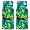 Blue And Green Acid Melt Print Front and Back Car Floor Mats