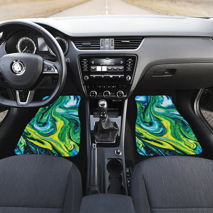 Blue And Green Acid Melt Print Front and Back Car Floor Mats