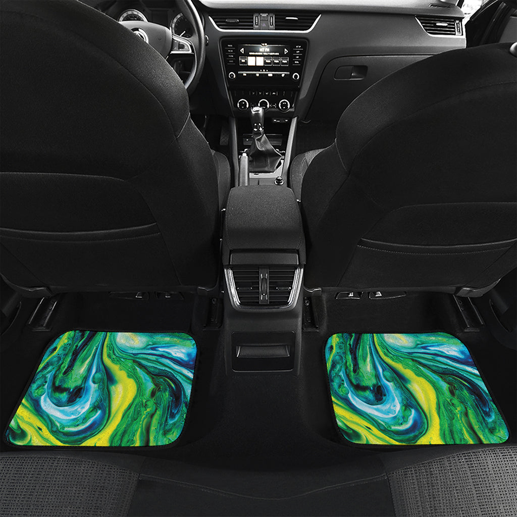 Blue And Green Acid Melt Print Front and Back Car Floor Mats