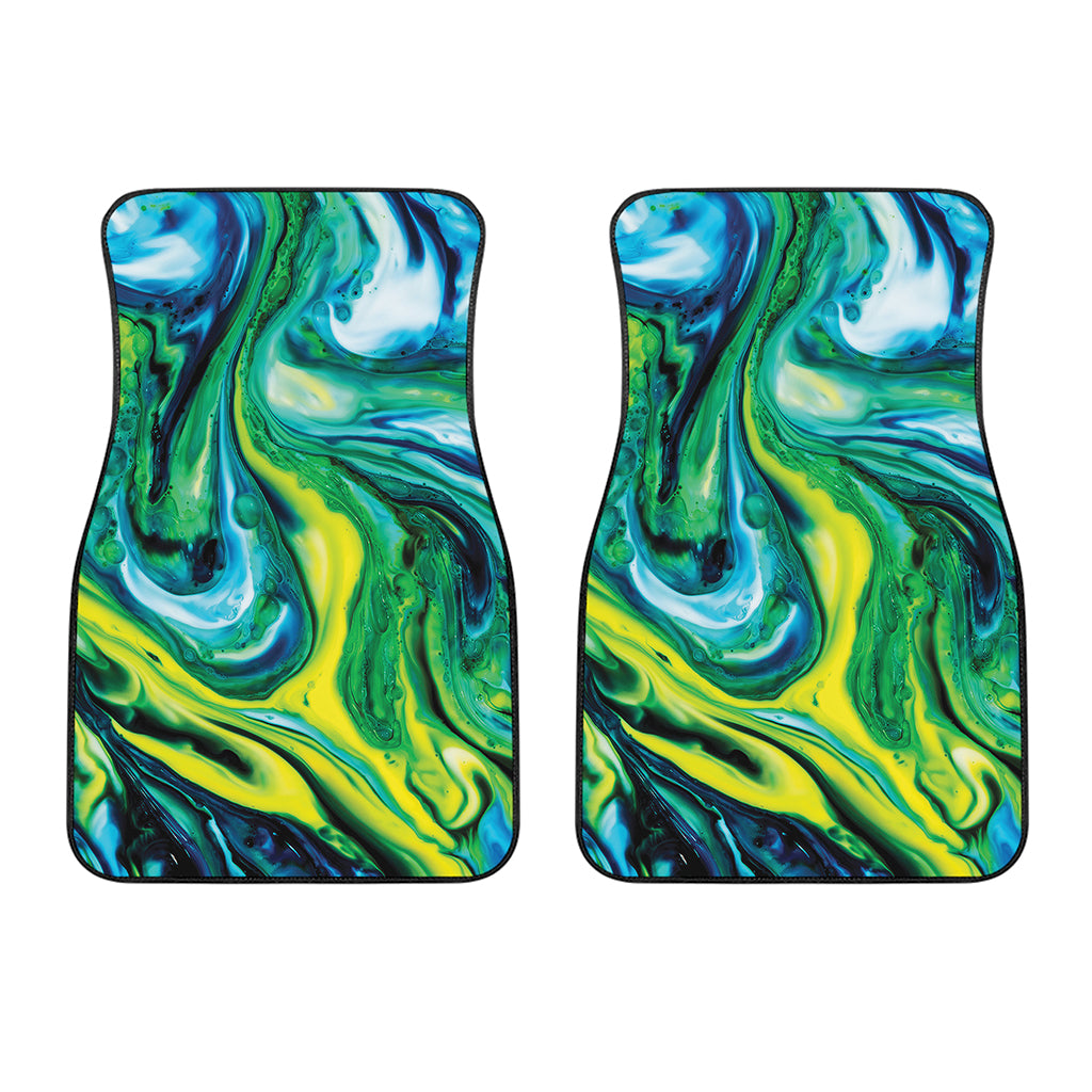 Blue And Green Acid Melt Print Front Car Floor Mats