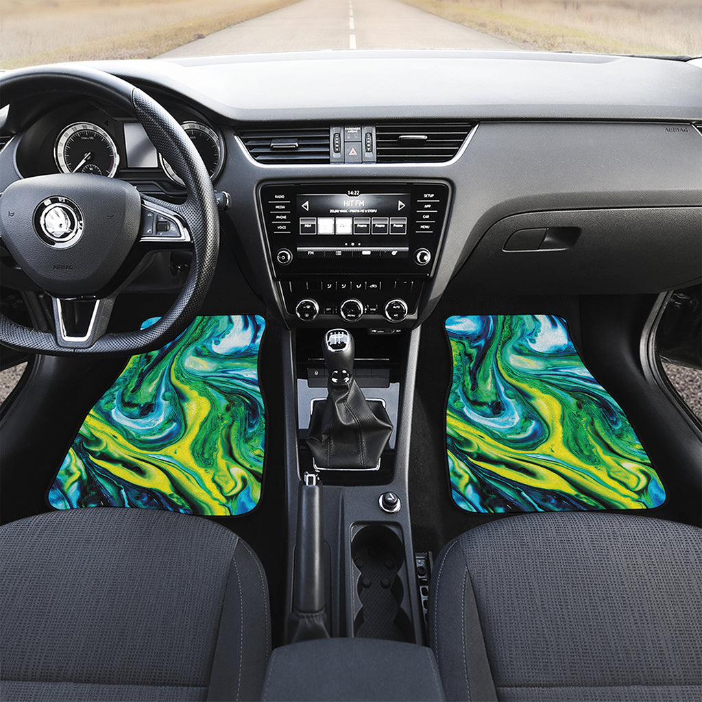 Blue And Green Acid Melt Print Front Car Floor Mats