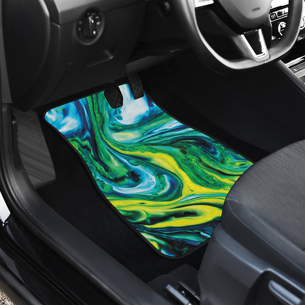 Blue And Green Acid Melt Print Front Car Floor Mats
