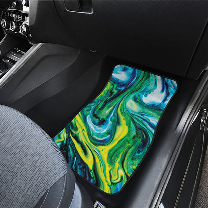 Blue And Green Acid Melt Print Front Car Floor Mats