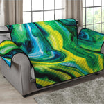 Blue And Green Acid Melt Print Loveseat Protector