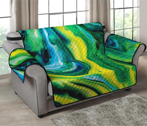 Blue And Green Acid Melt Print Loveseat Protector