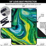 Blue And Green Acid Melt Print Loveseat Protector