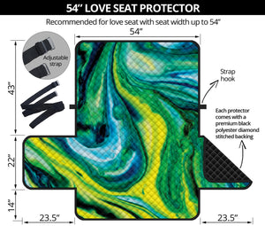 Blue And Green Acid Melt Print Loveseat Protector