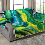 Blue And Green Acid Melt Print Loveseat Protector