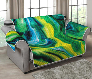 Blue And Green Acid Melt Print Loveseat Protector