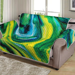 Blue And Green Acid Melt Print Loveseat Protector