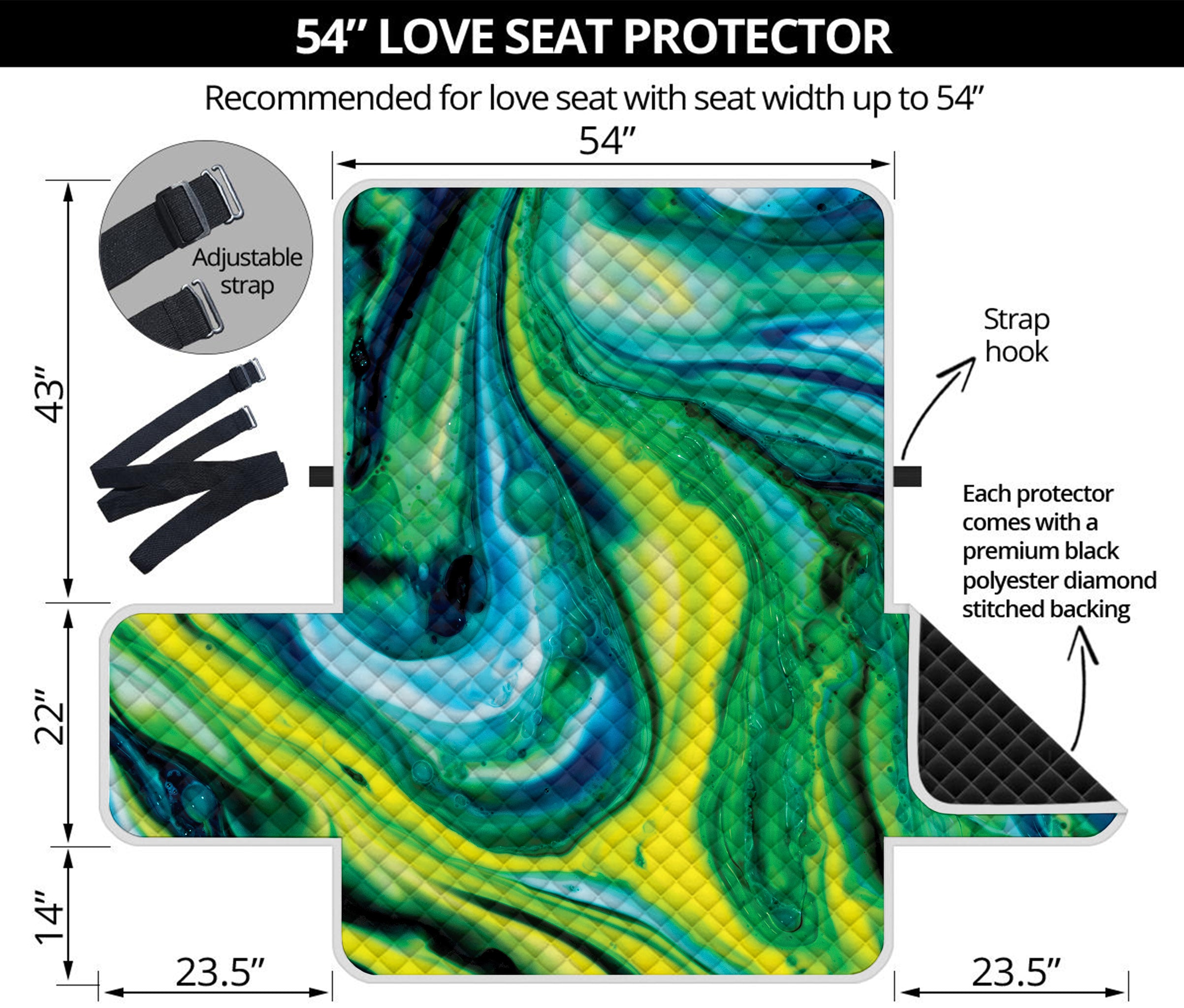 Blue And Green Acid Melt Print Loveseat Protector