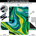 Blue And Green Acid Melt Print Loveseat Protector