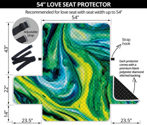 Blue And Green Acid Melt Print Loveseat Protector