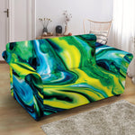 Blue And Green Acid Melt Print Loveseat Slipcover