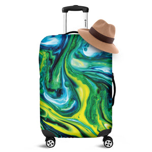 Blue And Green Acid Melt Print Luggage Cover