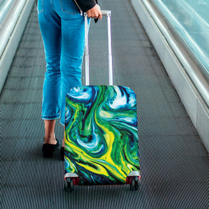 Blue And Green Acid Melt Print Luggage Cover