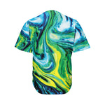 Blue And Green Acid Melt Print Men's Baseball Jersey