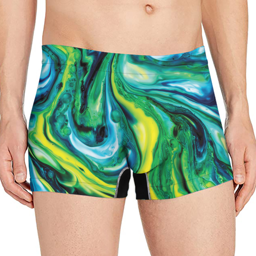 Blue And Green Acid Melt Print Men's Boxer Briefs