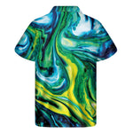 Blue And Green Acid Melt Print Men's Short Sleeve Shirt